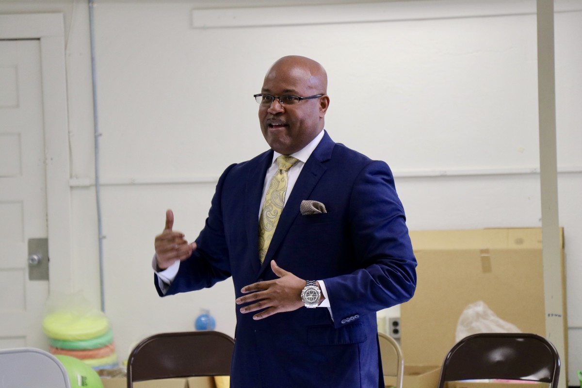 Board member, Mr. Howard speaks to  NFA West’s Young Men’s Group Mentoring Program