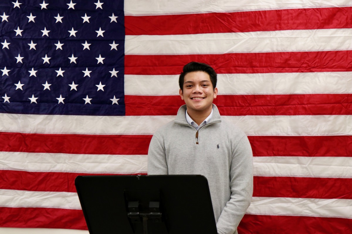 Julius Olitan records his speech for future student-run campaign