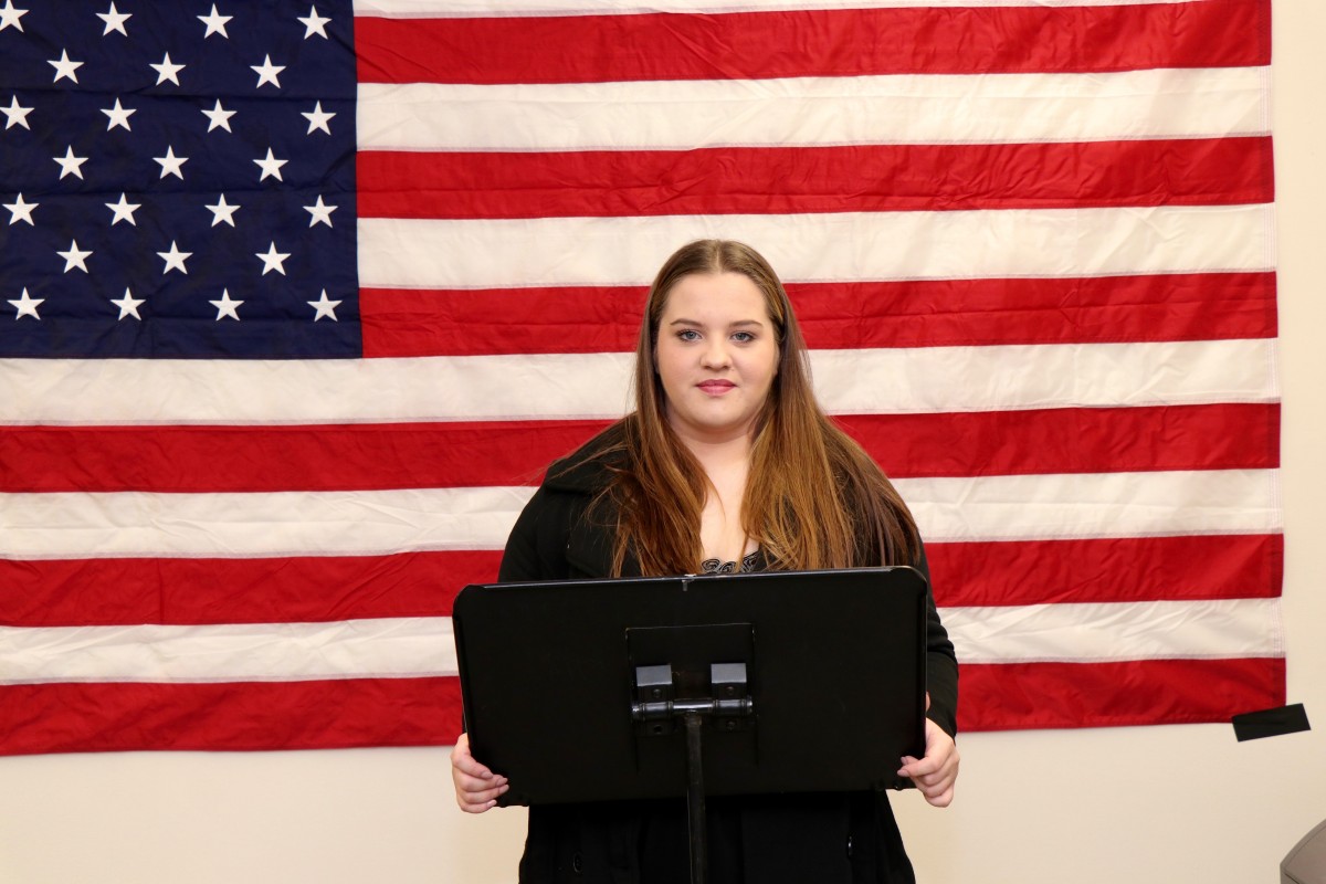 Analiese Ringgenberg records his speech for future student-run campaign