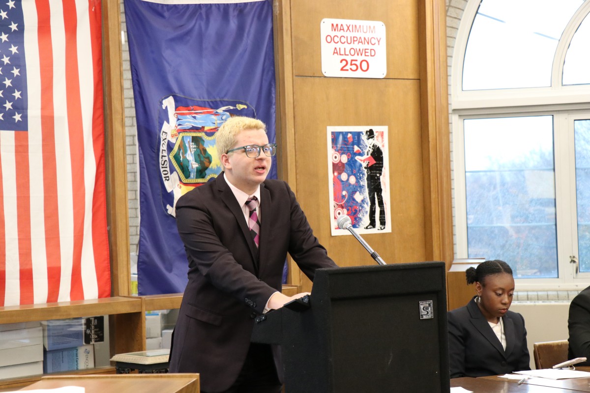 Student giving a speech.