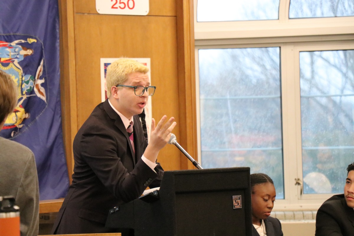 Student giving a speech.