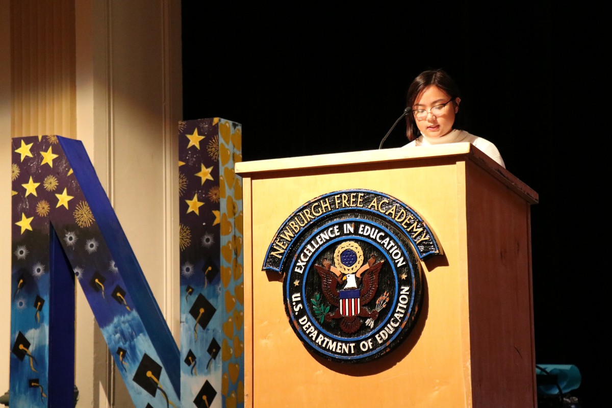 Student giving a speech.