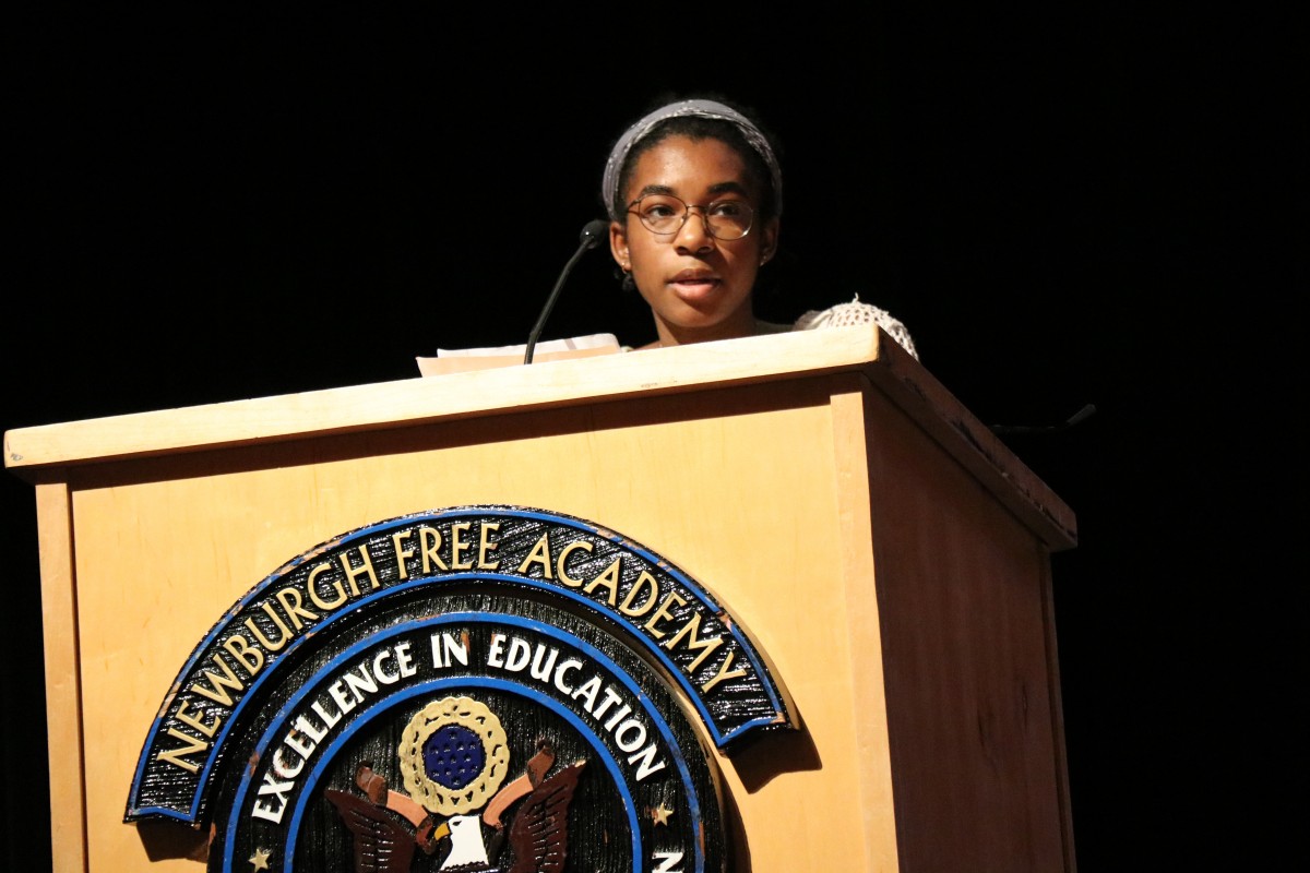 Student giving a speech.