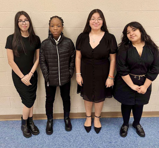 JHAC Chorus Students From left to right: Melanie Flores (NFA), Karissa Chouloute-Sainvil (SMS), April Marin (SMS), Dayana Escobar (NFA)
